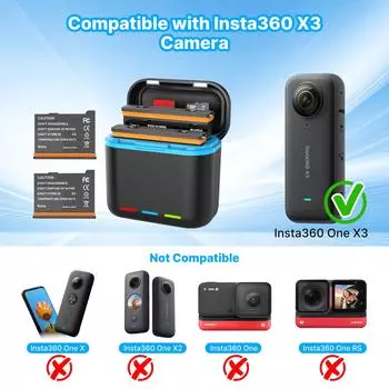 Insta360 X3 Быстрая зарядка и аккумулятор для Insta 360 ONE X3 Зарядное устройство Hub 2 способа Аксессуары