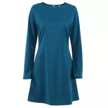 Instahot European and American-Style Fashionable Silk-like Dress Blue S