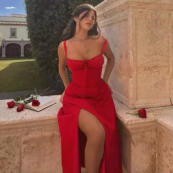 Instahot Красное Новое поступление Модное платье-слинг Red S