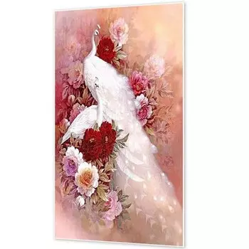 Instarry 5D DIY Diamond Art Full Paste Diamond Room Decoration Beads Mosaic Embroidery Kit Белый павлин 50x82 см