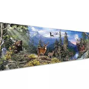 Instarry 5D DIY Diamond Art Kit Полный набор для вышивки стразами Декорирование комнаты Лес и животные 120x40 см