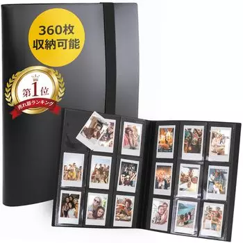 Instax Альбом Instax Книга Большая емкость Instax Файл Instax Mini [Кожа ICHI] (Черный/360 листов)