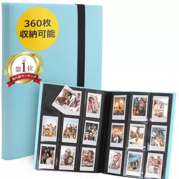 Instax Mini Photo Instax Large Capacity Photo File [Kawaichi] Album, Book, (Sky Blue/360 Sheets)