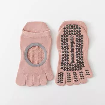 Instep Showing Five Finger Yoga Socks Professional Non Slip Women Split Toe Boat Socks Pilates Socks Indoor Fitness Sports Short Open Back five-finger yoga socks pink 1 pair]