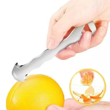 Инструмент для чистки апельсинов и цитрусовых - Овощечистка для фруктов из нержавеющей стали 304 для апельсинов, грейпфрутов, лимонов | Эргономичный безопасный резак серебряный