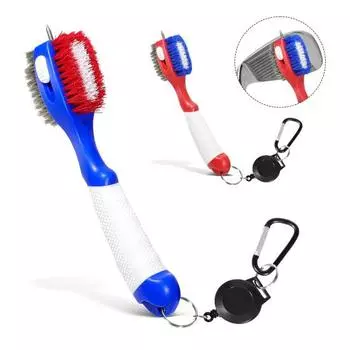 Инструмент для чистки клюшек для гольфа с нейлоновой щетиной Магнитный карабин для чистки клюшек для гольфа синий