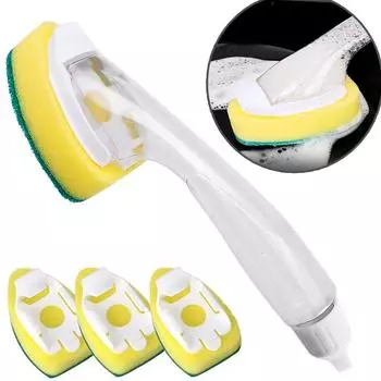 Инструмент для чистки кухни с длинной ручкой, щетка для мытья посуды, многоразовый дозатор жидкого мыла, кастрюли, чашка, чаша, губка для мытья посуды, горшок, салфетка