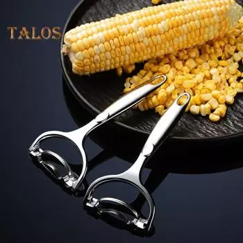 Инструмент для чистки кукурузы из нержавеющей стали, простая в использовании молотилка для кукурузы с острыми зубцами, компактный очиститель кукурузы, кухонный гаджет для домашних поваров серебряный