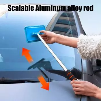 Инструмент для чистки лобового стекла автомобиля с выдвижной ручкой, многоразовые салфетки из микрофибры, расширяемая очистка горячий розовый