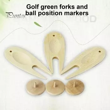 Инструмент для дерна для гольфа, зеленая бамбуковая вилка, маркер для выравнивания мячей, инструмент для фиксации дерна для гольфа, деревянные аксессуары для гольфа для мужчин A