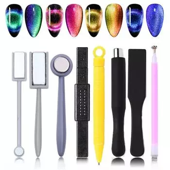 Инструмент для дизайна ногтей, магнитная ручка, 10 шт., набор магнитных палочек для ногтей, набор DIY Magic 3D магнитных палочек для идеального маникюра «кошачий глаз», волшебный эффект
