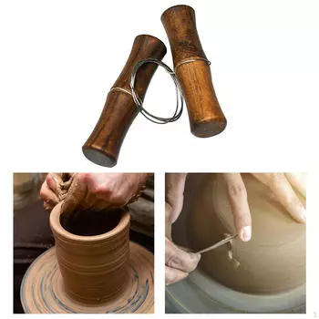 Инструмент для глиняной керамики, стальной резак для глины с деревянной ручкой для резки