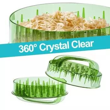 Инструмент для измельчения курицы Twist с прозрачной крышкой, нескользящее основание, эргономичная ручка, термостойкий зелёный