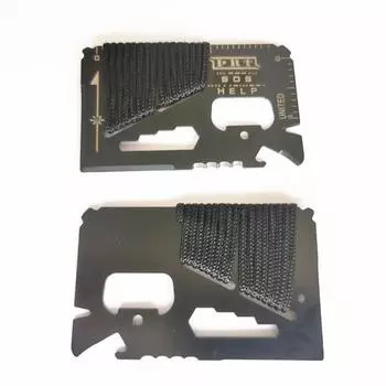 Инструмент для карты выживания Компактный размер Нержавеющий многоразовый портативный Широко используемый многофункциональный из нержавеющей стали Кемпинг 14-в-1 Крошечный карманный многофункциональный инструмент Карточка чёрный