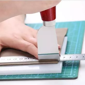 Инструмент для кожевенного ремесла своими руками, деревянная ручка, нож для резки кожи из нержавеющей стали, кожаный нож-лопатка для работы с кожей