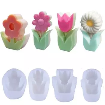Инструмент для литья тюльпанов для ароматерапии, форма для цветочных свечей, формы для эпоксидной смолы, силиконовая форма в цветочной форме