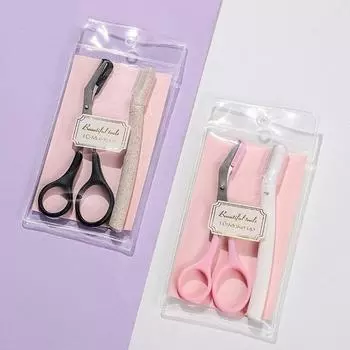 Инструмент для макияжа, триммер для бровей с расческой для бровей, заостренные маленькие ножницы, набор для обрезки бровей чёрный