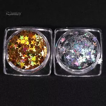 Инструмент для маникюра Puntos Nail Art 3 мм натуральный женский лазерный пентаграмма пайетки декор своими руками серебряный