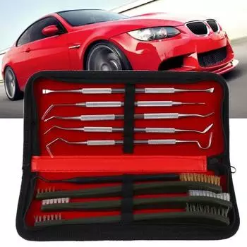 Инструмент для мытья автомобиля, щетка для чистки трубок, серебряный пластиковый набор инструментов