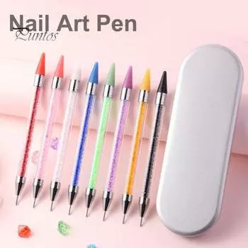 Инструмент для нанесения точек на ногти со стразами и восковым наконечником с двойной головкой, инструмент для нанесения точек на ногти со стразами для самостоятельного дизайна и украшения ногтей белый