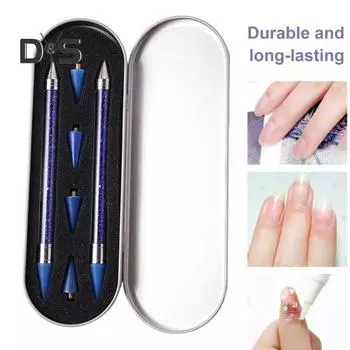 Инструмент для нанесения точек на ногти со стразами и восковым наконечником с двойной головкой, инструмент для нанесения точек на ногти со стразами для самостоятельного дизайна и украшения ногтей зелёный