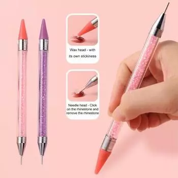 Инструмент для нанесения точек на стразовый инструмент для дизайна ногтей двухголовая восковая ручка со стразами A