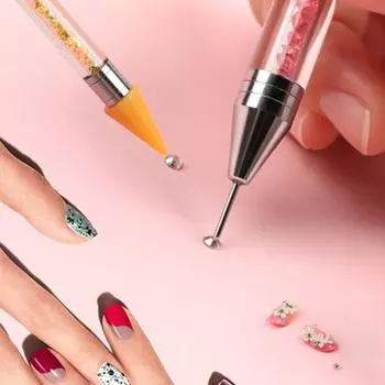 Инструмент для нанесения точек на стразы, инструмент для дизайна ногтей, двухголовая восковая ручка, инструмент для нанесения точек на стразы для маникюрных работ своими руками B