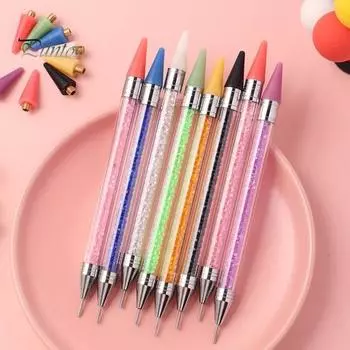 Инструмент для нанесения точек на стразы, инструмент для дизайна ногтей, двухголовая восковая ручка, инструмент для нанесения точек на стразы для маникюрных работ своими руками C