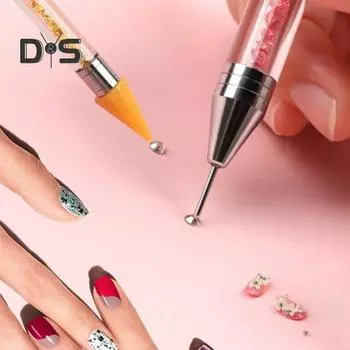 Инструмент для нанесения точек на стразы, инструмент для дизайна ногтей, двухголовая восковая ручка, инструмент для нанесения точек на стразы для маникюрных работ своими руками C