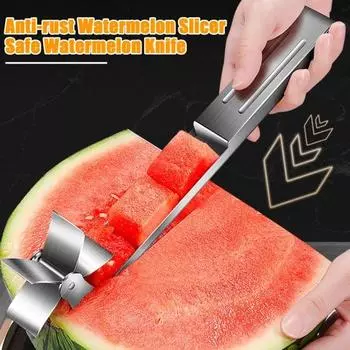 Инструмент для нарезки арбуза, острый нож из нержавеющей стали, шарик для дыни, простой в использовании нож для нарезки кубиками для кухонных гаджетов серебряный