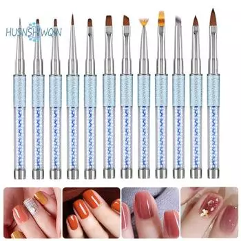 Инструмент для ногтей с синими стразами — простой в использовании френч, легкий корпус, удобная фиксация, УФ-кисть для создания потрясающих рисунков F