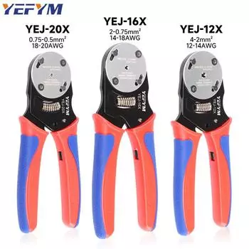 Инструмент для обжима Deutsch, закрытый обжимной инструмент с 4-мя отступами и 8-ю отпечатками, инструмент для обжима штырей YEJ-12X,16X,20X для разъема Deutsch DTM 20-12AWG(0,5-4 мм)