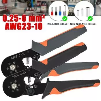 Инструмент для обжима наконечников HSC8 6-6A AWG 0.25-6mm 23-10 Саморегулирующийся шестигранный храповой механизм Электрические обжимные клещи Ручной инструмент