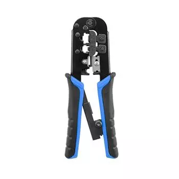 Инструмент для обжима с храповым механизмом 3 в 1, многофункциональный инструмент для обжима проводов, кусачки для зачистки проводов, сетевая линия 8P 6P синий