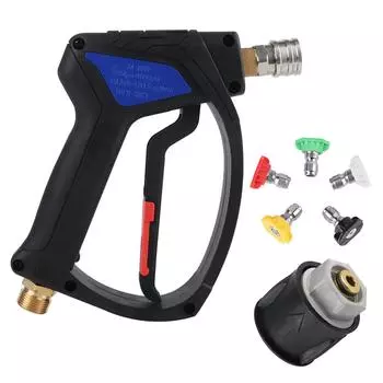 Инструмент для очистки распылителя, пистолет для мойки автомобиля, оснащенный 5 мыльными насадками, 28 МПа, 4080 фунтов на квадратный дюйм, адаптер для чистящего пистолета высокого давления для гнезда M22 14 мм Blue