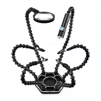 Инструмент для пайки печатных плат «Руки помощи» с 6 гибкими ручками, легкими вращающимися зажимами и стабильной фиксацией чёрный