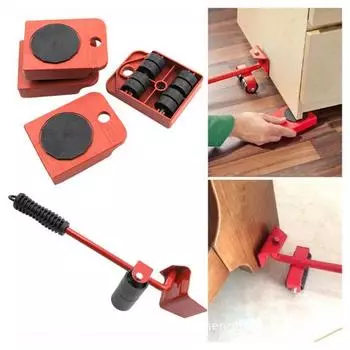 Инструмент для перемещения мебели Грузоподъемность 220 фунтов Портативный инструмент для перемещения мебели Слайдеры с регулируемой высотой подъемного инструмента Рычаг красный