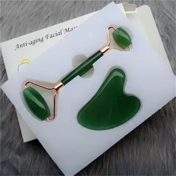 Инструмент для подтяжки лица, массажер, ролик из розового кварца для похудения, натуральный нефрит, массажный ролик для лица, массажный камень для кожи, набор для ухода за красотой, коробка