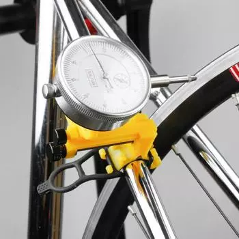 Инструмент для правки велосипедных колес с циферблатным индикатором, крепление на раму вилки MTB Road жёлтый