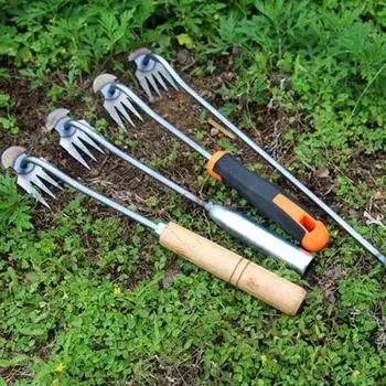Инструмент для прополки сада на открытом воздухе с 4 острыми зубьями, эргономичная ручка с антипригарным покрытием, ручной многофункциональный инструмент для удаления сорняков G