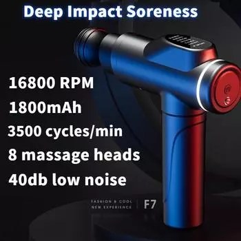 Инструмент для расслабления мышц Ударный массажер для тела 1800 мАч 8 Массаж головы 16 800 поворотов/минут 6 Регулировка передач 3500 раз/минут