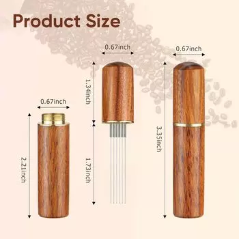 Инструмент для раздачи эспрессо Инструмент для раздачи кофе Портативный миксер для эспрессо Компактный раздатчик кофе Деревянный корпус Латунная отделка