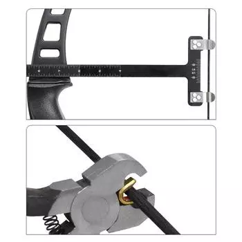 Инструмент для регулировки стрельбы из лука. Затыльники для тетивы лука. Плоскогубцы. Т-образные квадраты. Линейка для настройки изогнутых и изогнутых струн. чёрный