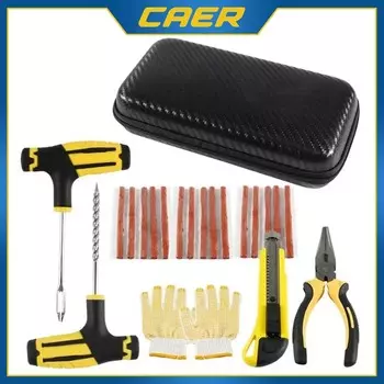 Инструмент для ремонта автомобильных шин Комплект для ремонта шин Набор инструментов для шпилек Авто Велосипед Бескамерные шины Прокол в шине Гараж Инструменты с резиновой полосой