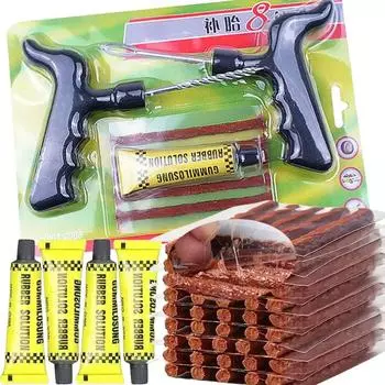 Инструмент для ремонта автомобильных шин Комплект для ремонта шин Набор инструментов для шпилек Авто Велосипед Бескамерные шины Прокол в шине Гараж Инструменты с резиновой полосой