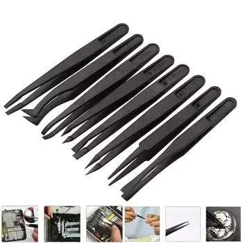 Инструмент для ремонта часов, антистатический пинцет из углеродного волокна, пластиковый пинцет для черного часовщика, пинцет для триммера часов, инструмент из углеродного волокна