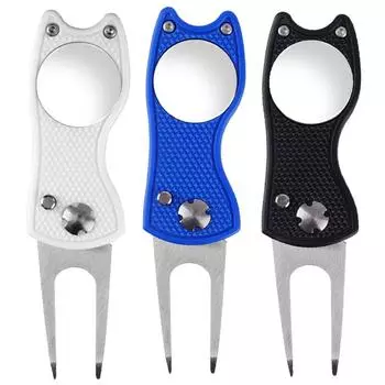 Инструмент для ремонта Divot для гольфа Складной инструмент для ремонта Divot для гольфа Портативный маркер для мяча для гольфа Black