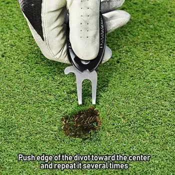 Инструмент для ремонта ямок для гольфа Yousheng Инструмент для ремонта ямок из нержавеющей стали с магнитным маркером мяча Складной металлический зеленый инструмент с выдвижной кнопкой Аксессуар для гольфа чёрный