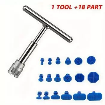 Инструмент для ремонта вмятин на автомобиле, Алюминиевый Т-образный ручной инструмент с 18 прокладками, Набор для ремонта вмятин без покраски, Подходит для небольших вмятин на кузове, вызванных градом