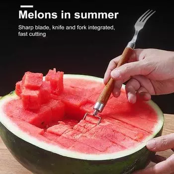 Инструмент для резки арбуза, автоматические вилки для фруктов из нержавеющей стали, кухонный гаджет, вилки для резки арбуза с двойной головкой для кемпинга, пикников L